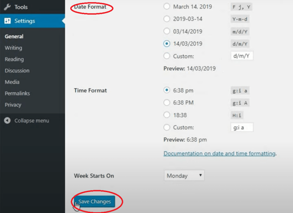 Date format Setting