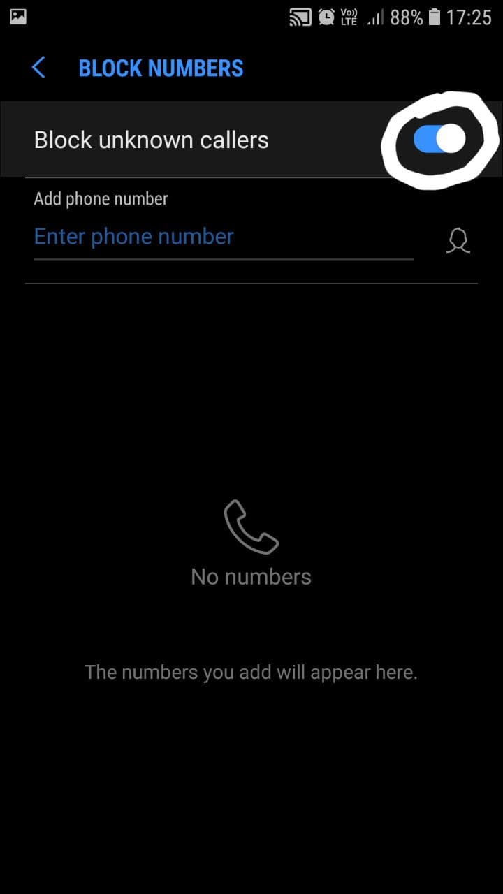 block call from unknown numbers