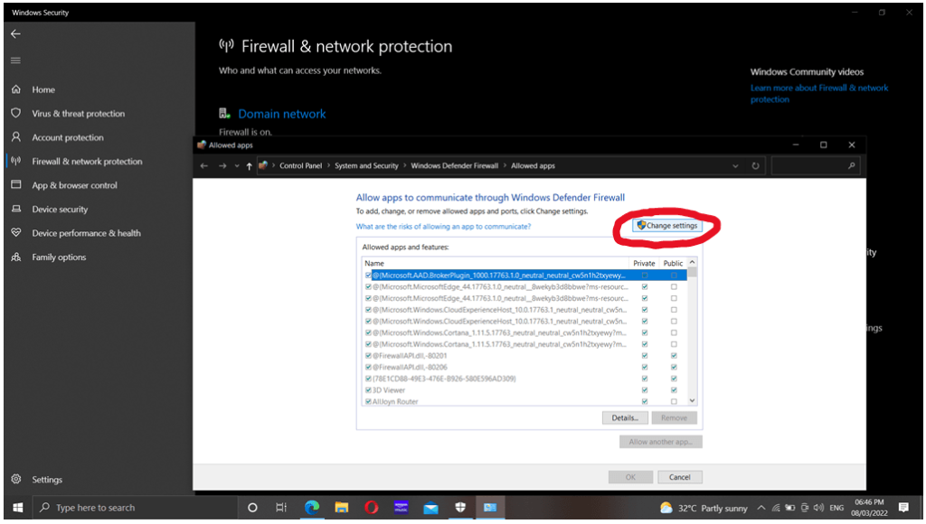 Change Settings to unblock Zoom from the firewall