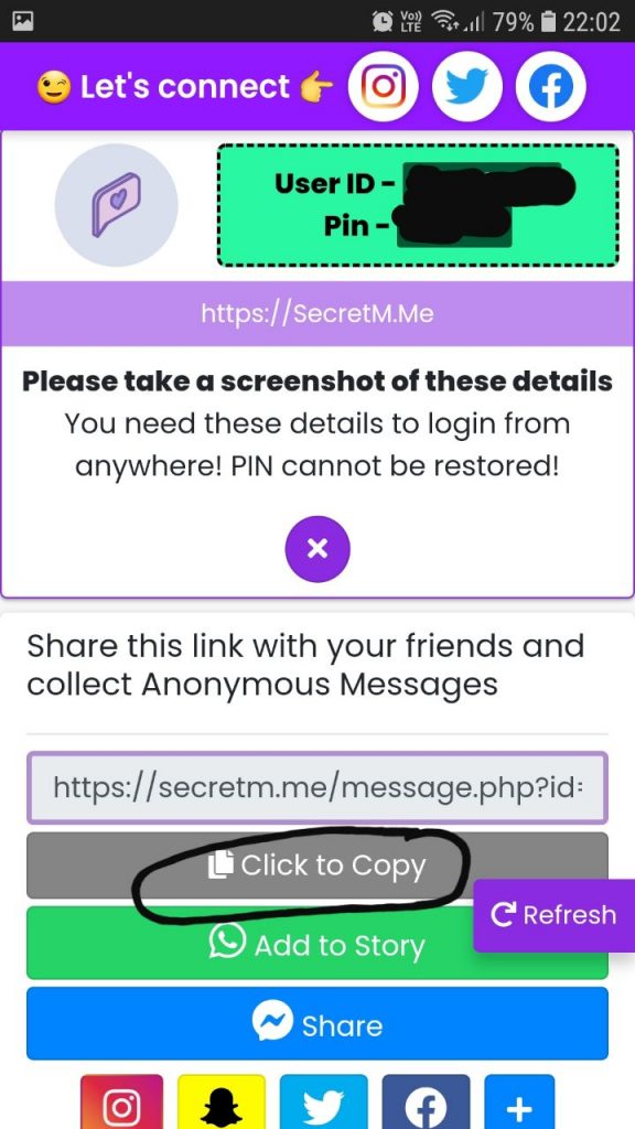 Copy Your User ID and Pin