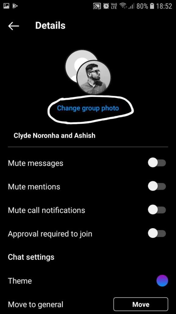 Click on Change Group Photo