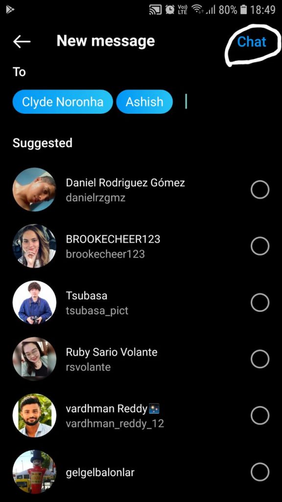 Tap Chat Option