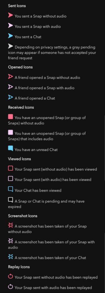 Snapchat Signs and colors indications