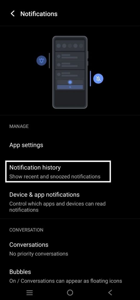 Notification History Option