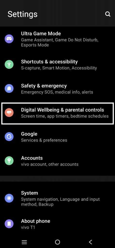 Digital Wellbeing and Parental control Option