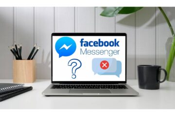 Computer screen with Facebook messenger icon