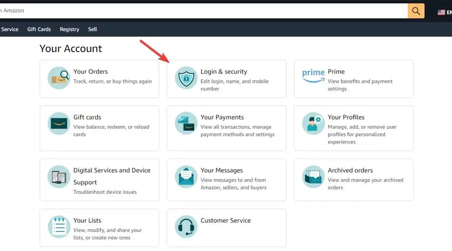 Amazon login&security settings