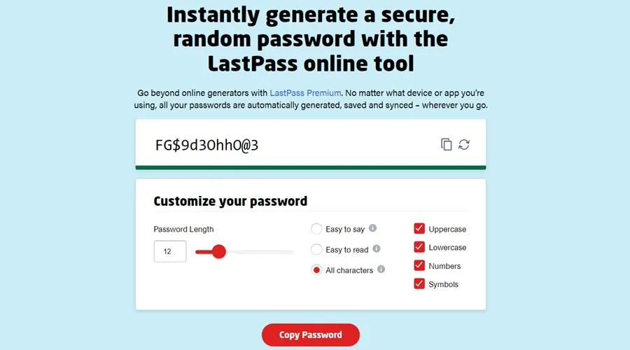 LastPass online password tool