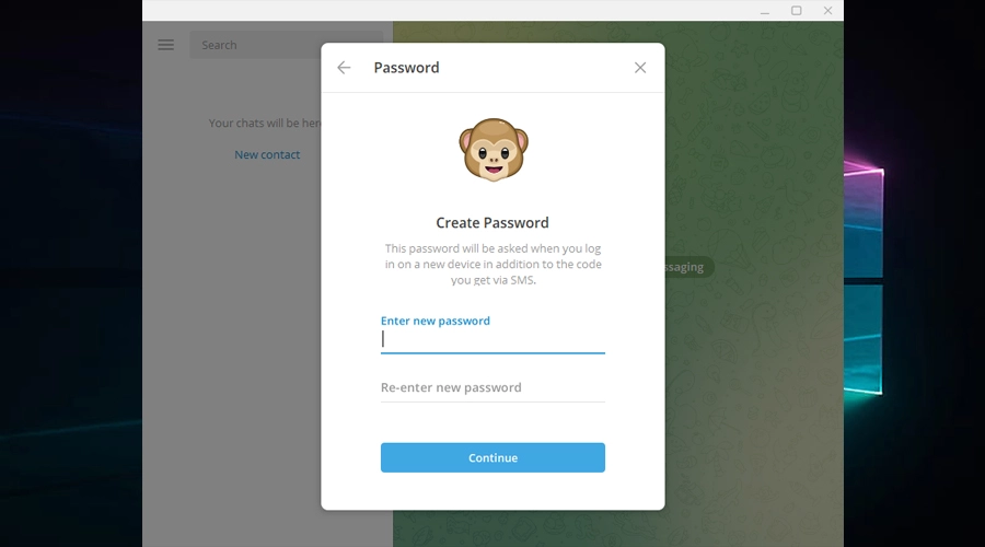 Telegram enter new password
