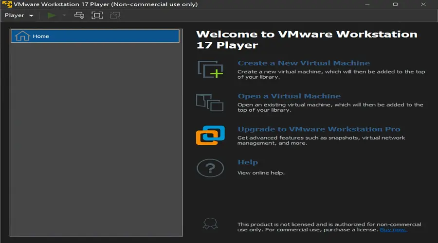 VMware home screen